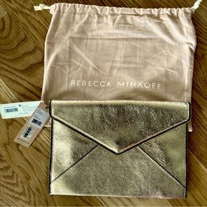 NWT Rebecca Minkoff Leo Clutch in Champagne Gold